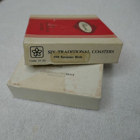 Pimpernel Coasters Set of 6 Cork Back European Birds 4x4 Original Box Vintage - Picture 9 of 11